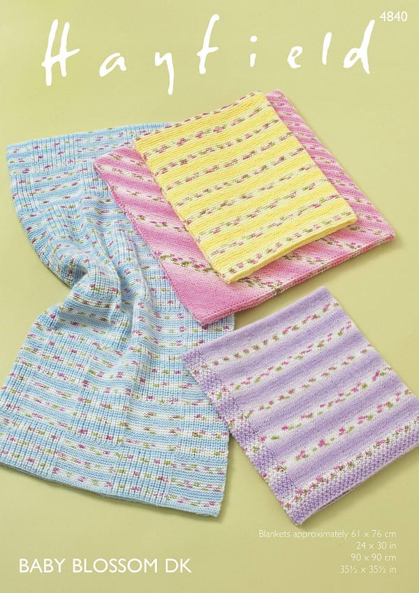 Hayfield Baby Blossom DK Blankets Pattern (4840)